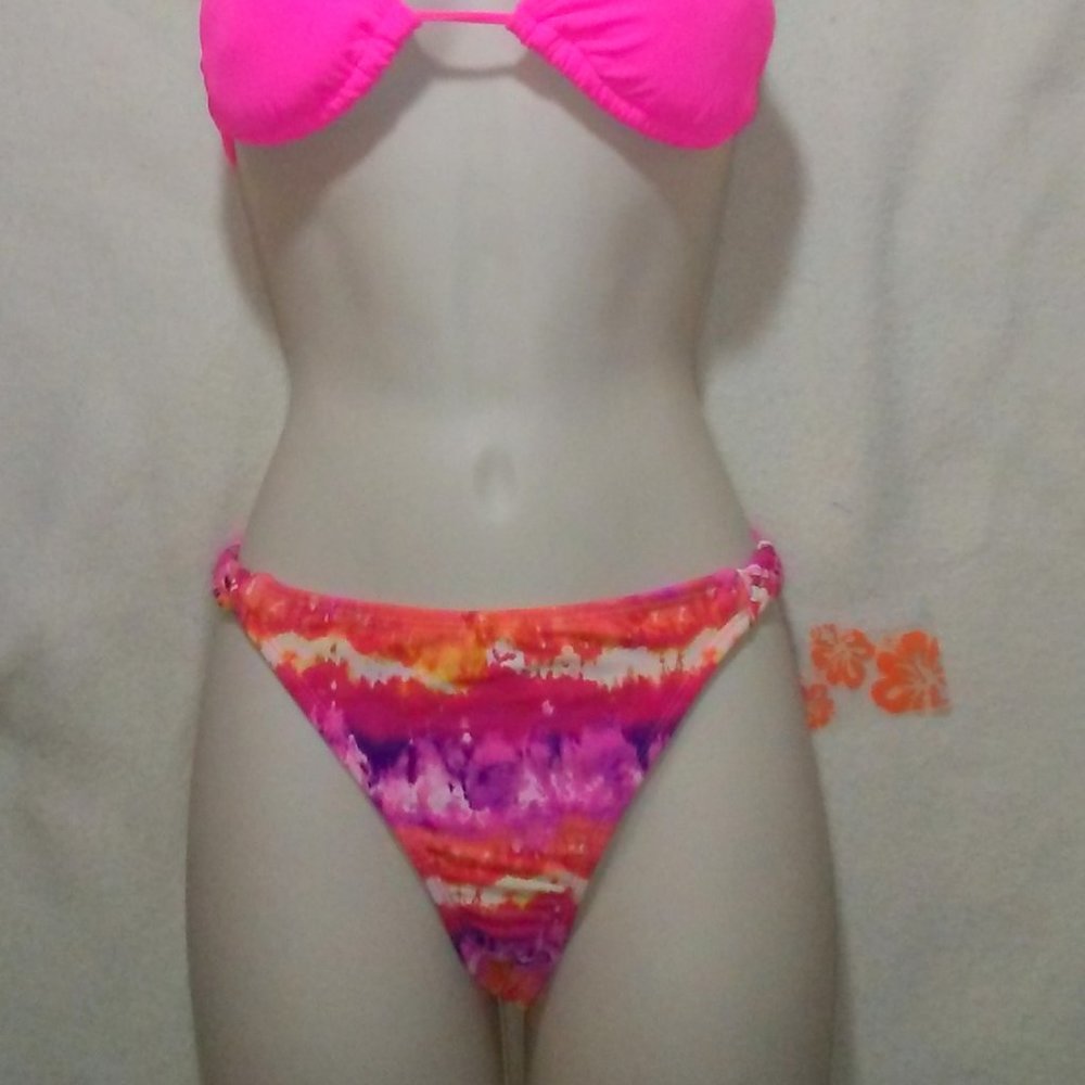 Joe Boxer sz S/C Women's Swimsuit Pink Orange and Purple Print Bikini Bottom NWT